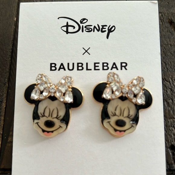 Disney x BAUBLEBAR Minnie Mouse Rhinestone Bow Earrings New - Picture 1 of 5